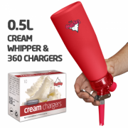 Ezywhip Pro Cream Whipper 0.5L Red and 10 Pack x 36 (360 Bulbs)